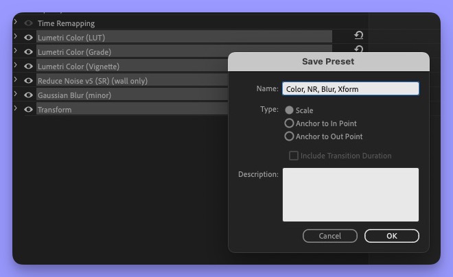 Tool Tip Tuesday for Adobe Premiere Pro: Saving Group Presets 4