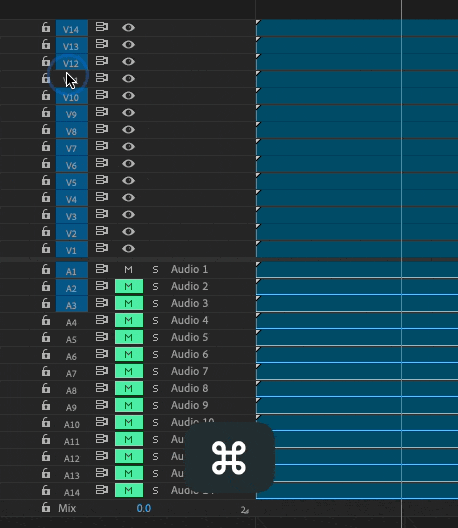 Tool Tip Tuesday for Adobe Premiere Pro: Click and drag to quickly select track header items 11