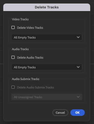 Delete tracks checkbox