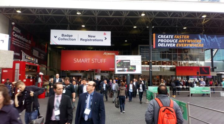 Crowds outside the RAI exhibition centre in Amsterdam during an IBC show