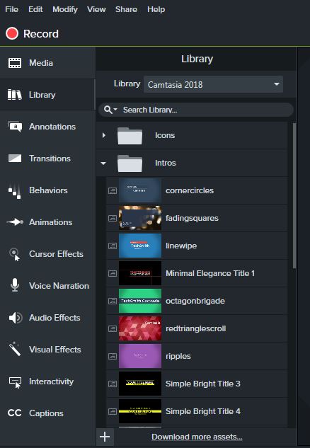 camtasia text assets free download