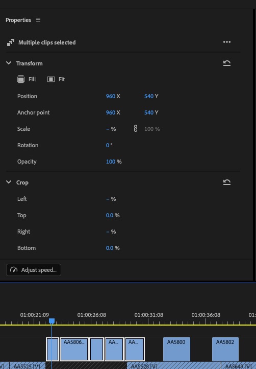 Tool Tip Tuesday for Adobe Premiere Pro: Adjust multiple clips with the Properties panel 3