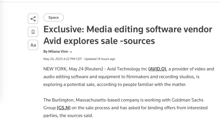 Report: Avid explores a sale of the company 1