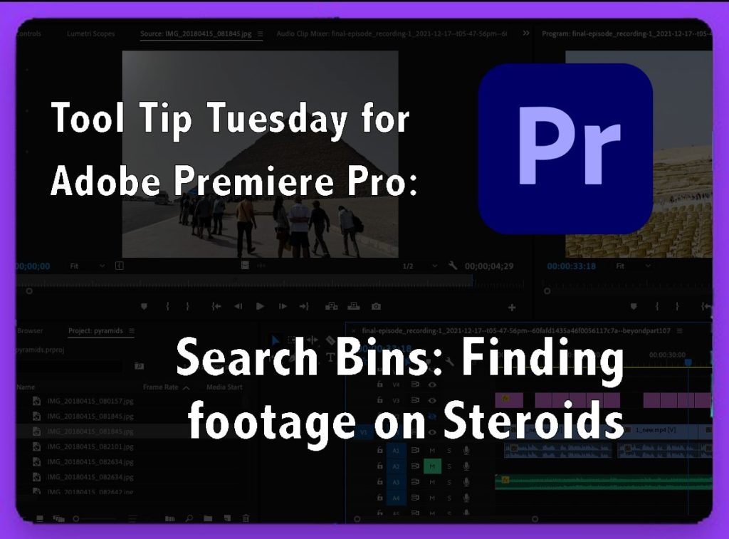 Tool Tips Tuesday for Adobe Premiere Pro: Searching Smarter in Premiere Pro with the power of SEARCH BINS 1