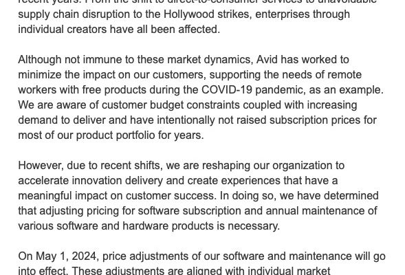 Avid announced new CEO ... and a Media Composer price increase 1