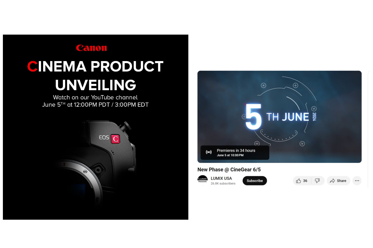 Canon and Panasonic to reveal new cameras on YouTube 