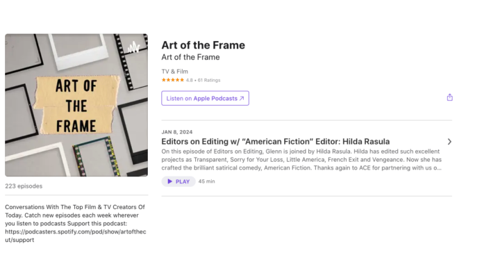Art of the Frame Podcast: Editors on Editing with “American Fiction” Editor Hilda Rasula 1