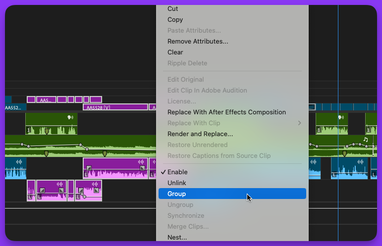 Tool Tip Tuesday for Adobe Premiere Pro: Group and Ungroup Clips in the Timeline 3