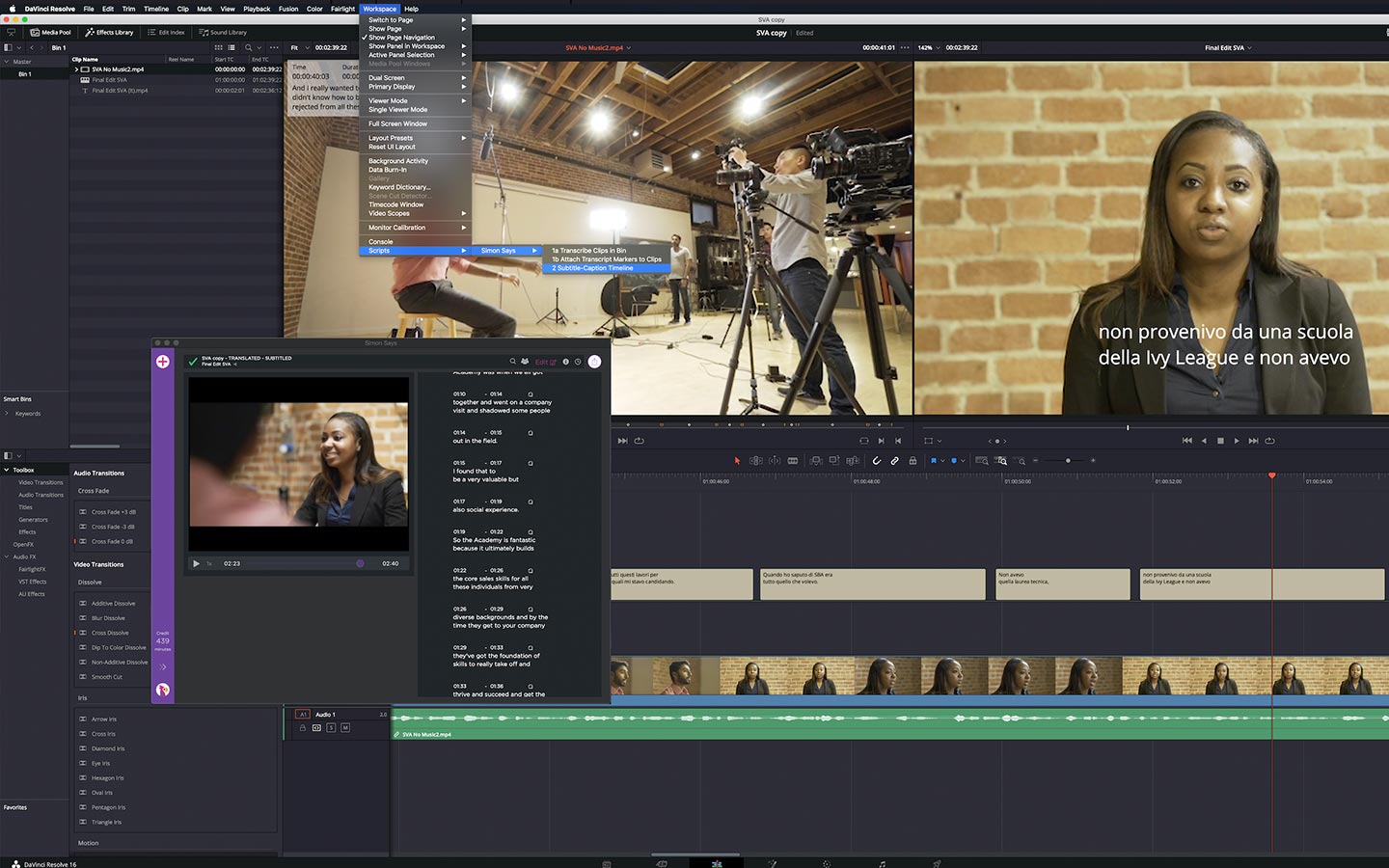 add subtitles to video davinci resolve