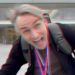 The author, excited, at Apple Park, in stereoscopic 3D